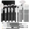 BEILI Makeup Brushes 20pcs Makeup Brush Set Premium Synthetic Kabuki Foundation Face Powder Fan Contour Concealer Eye Shadows Eyebrow Eyeliner Make Up Brush Tools Kit(Black)