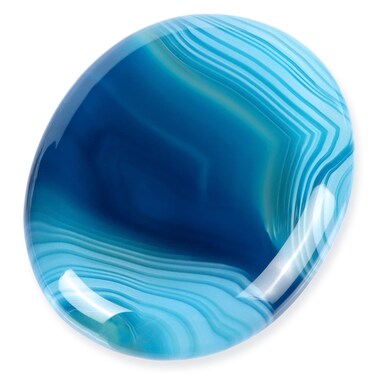 Artistone Blue Agate Crystal Thumb Worry Stone,Healing Crystal Polished Palm Pocket Chakra Gemstones for Anxiety,Stress,Reiki Gift 2.0
