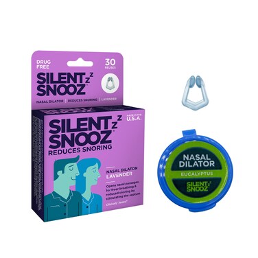 Silent Snooz Nasal Dilator Anti-Snore Device - Reusable Lavender Scented Nose Vent Designed to Stop Snoring (30 Uses)