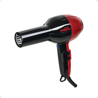 Solano Vero Rosso Ceramic Ionic Hair Dryer   Fast Drying 1600 Watt Lightweight Blow Dryer   Quiet + Ergonomic Design +Tourmaline for Added Shine and Smoothness   Italian-Made