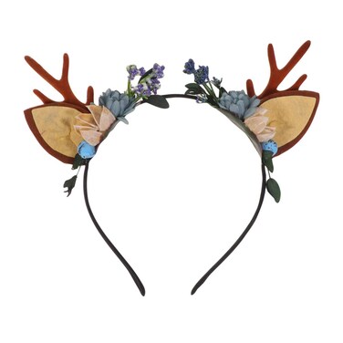 Lurrose Christmas Deer Antler Flower Berry Crown Floral Headbands Christmas Boho Headdress Party Headwear for Women
