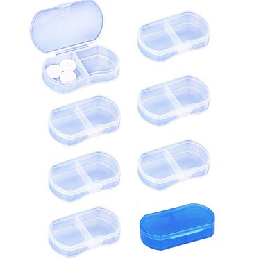 8 Pcs Pill Case Organizer Pocket Small Pill Holder, Daily AM &amp; PM containers, Medicine Holder, Ideal for Medication, Vitamin, Supplement, Perfect for Travel, Ideal for Purse (White)