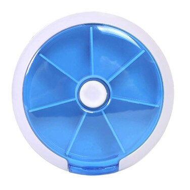 INVODA Rotating Weekly Pill Dispenser 7 Day 3 Times Medicine Pill Planner with 7 Compartments (Blue)