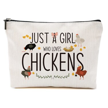Chicken Makeup Bag Chicken Gifts for Chicken Lovers Girls Women Chicken Stuff Merch Animal Lover Farmer Funny Birthday Christmas Gifts for Daughter Sister Bestie Friend Just A Girl Who Loves Chickens