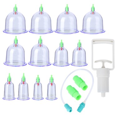 12pcs Chinese Cupping Therapy Set, Traditional Biomagnetic Vacuum Suction Cups for Muscle Soreness Relief, Transparent Abs Material, Easy to Use and Carry, Ideal for Home Use and Travel