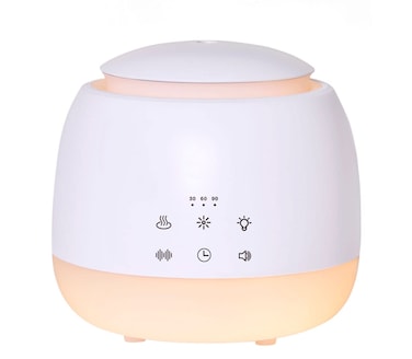Sleep Sound Machine with Diffuser,Aromatherapy Essential Oil White Noise Machine,Mist Humidifier with 7 LED Color Lights,10 Soothing Sounds,Night Light,Timer, Waterless Auto Shut off(White)