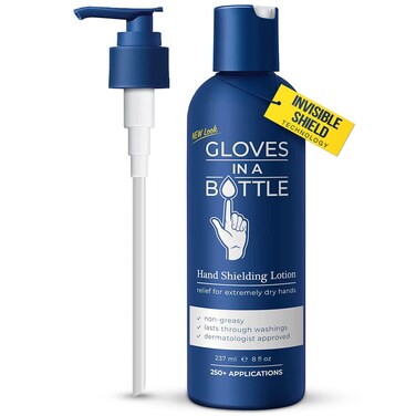 Gloves In A Bottle Psoriasis Eczema Relief Cream - Shielding Lotion for Women, Men, Baby - Cracked Hands Repair Cream - Dermatitis Rash and Itchy Skin Relief - Hypoallergenic Unscented 8 oz with Pump