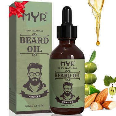 Beard Growth Oil for Men - Beard Conditioner Oil Rich in Mineral Oil &amp; Sweet Almond Oil Multiple Natural Extracts - Beard Softener and Care-Strengthens &amp; Moisturizes Beard (2 Fl Oz, Vanilla)