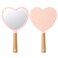 YEAKE Hand Held Mirror with Handle for Makeup,Small Cute Wood Hand Mirror for Shaving with Hole Hanging Single-Sided Portable Travel Vanity Mirror for Men&amp;Women(Heart,Pink,1Pack)