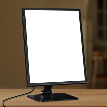 Light Therapy Lamp, UV-Free Happy Lamp 10000 Lux Desk Sun Lamp with Timing Mode &amp; 6 Brightness &amp; 3 Colors for Bedroom/Reading/Studying, Black