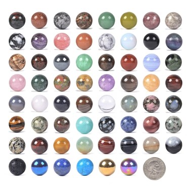 Justinstones Assorted Gemstone Orb 20mm Rocks Crystal Healing Polished Stone Sphere Ball Mineral Collection Kit (Pack of 24)