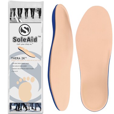 SoleAid Thera2K, 2-Layer Diabetic Insoles - Light Weight, Soft, Anti-Friction, Therapeutic Foot Support (Women: - / Men: 13-14)