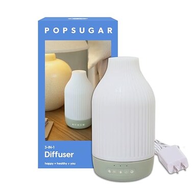 POPSUGAR 3-in-1 Aromatherapy Essential Oil Diffuser for Rooms and Home, Humidifier with Light and Natural Sound Settings, Auto Shut Off