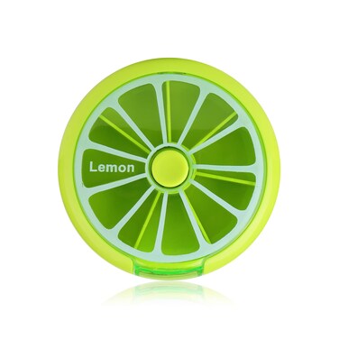 Creative Portable Mini 7 Day Weekly Circular Shape Rotary Cute Fruit Style Pill Storage Case Box (Lemon)