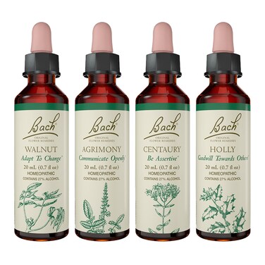 Bach Original Flower Remedies 4-Pack, "Stand Your Ground" Essence Grouping, Build Your Complete Bach System - Holly, Centaury, Agrimony, Walnut, Homeopathic Flower Essences, Vegan, 20mL Dropper x4