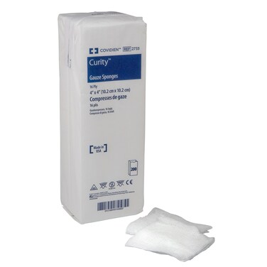 Covidien 2733 Curity Gauze Sponge, Non-Sterile, 4" x 4", 16-Ply (Pack of 200)