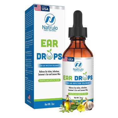 Natrulo Natural Ear Drops for Ear Infection - Homeopathic, Herbal Eardrops for Adults, Children &amp; Pets - for Ear Aches, Swimmer's Ear, Loosen Wax - Kids Safe Ear Oil, Made in USA (2 Oz)