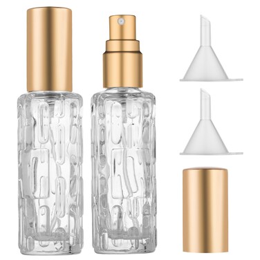 Cocktail Atomizer Bitters Bottle Glass, 2 Pcs 15ml Espresso Spray Bottle Coffee Bean Mister, Refillable Perfume Atomizer Espresso RDT Spray Bottle Bitters Bottles for Cocktails (Gold + Gold)