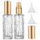 Cocktail Atomizer Bitters Bottle Glass, 2 Pcs 15ml Espresso Spray Bottle Coffee Bean Mister, Refillable Perfume Atomizer Espresso RDT Spray Bottle Bitters Bottles for Cocktails (Gold + Gold)