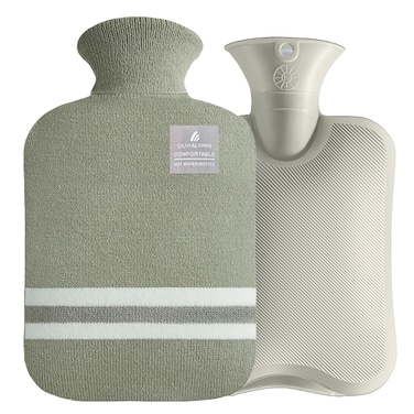 Hot Water Bottle with Classic Striped Cover, 2L Hot Water Bag for Menstrual Cramps, Neck and Shoulder Pain Relief, Hot and Cold Therapies, Hand Feet Warmer