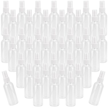 SEUNMUK 40 Pack 2.7oz/80ml Spray Bottles with Pump Spray Cap, Clear Fine Mist Empty Plastic Spray Bottles, Travel Size Refillable Bottles for Toner, Essence, Hair Spray