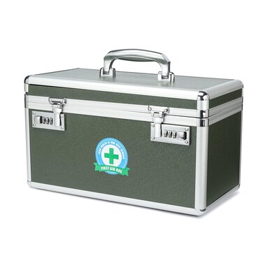 Medication Lock Box with Combination, Lockable Medicine Storage Box, Empty First Aid Box, Security Lock Box, Medical Organizer, Multipurpose Locking Box for Home and Outdoor (Green, Large)