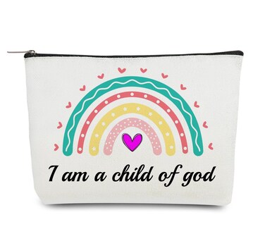 Bible Verse I am a child of God Cosmetic Bag, Faith Affirmation Inspirational Christians Makeup Bag for Daughter Girls Friends Women Wife, Makeup Tools Organizer Travel Toiletry Bag for Daily Life