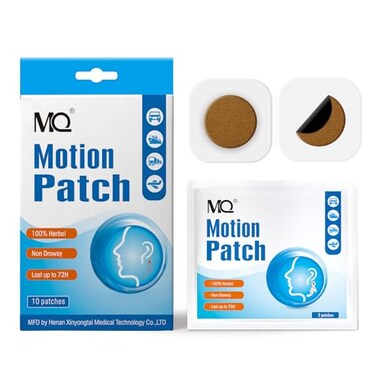 MQ Motion Sickness Patch,10 Count,Non Drowsy Sea Sickness Patches Behind Ear for Cruise Ship Travel, Waterproof Car Sick Patches Fast Acting &amp; Long Last 72H