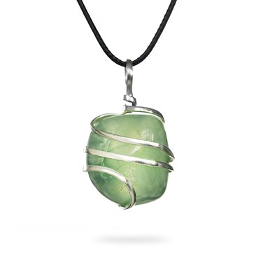 AYANA Prehnite Healing Crystal Pendant Necklace   Heart and Third Eye Chakra   Libra Zodiac Birthstone   Lucky Stone for Healers   Handmade with Ethically Sourced Raw Natural Pure Gemstone