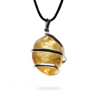 AYANA Citrine Gemstone Pendant Necklace   Natural Crystal Healing   Stone of Joy, Promotes happiness, Wealth, and Abundance   Handmade with Ethically Sourced Raw Natural Pure Gemstone