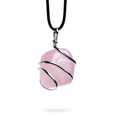 Ayana Crystals Rose Quartz Tumbled Necklace for Women - Handmade, Ethically Sourced Rose Quartz Crystals, Pink Stone Necklace for Emotional Well-being &amp; Spiritual Harmony