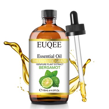 EUQEE Bergamot Essential Oil 118ml Pure Bergamot Oil for Aromatherapy, Diffuser, Sopa Candle Making, Large Bottle with Gift Box -4 fl.oz
