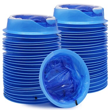 50 Pack Emesis Bag, Disposable Vomit Bags, Aircraft &amp; Car Sickness Bag, Nausea Bags for Travel Motion Sickness (Blue)