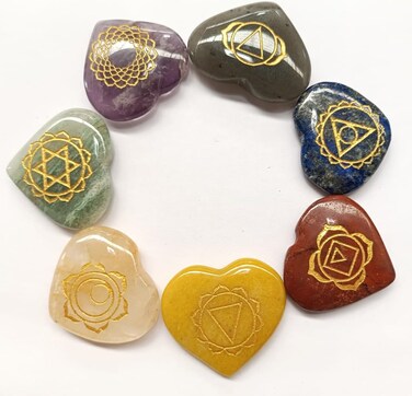 Jet Chakra Stone Set Heart Shape Healing Chakra Balancing Palm Stone Massage Reiki Spiritual Strength Thumb Stone