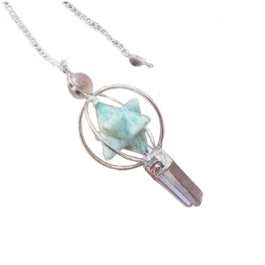 Jet Amazonite Spinning Merkaba Pendulum 2.5 inch Jet International Crystal Therapy Dowsing Chakra Balancing Healing