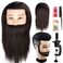 Professional Barber Male Mannequin head with human Hair Men Training Manikin Cosmetology Doll Head Short Hair Cutting (Black With Beard)