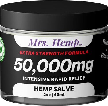 50,000 MG Hemp Extra Strength Healing Salve   Ideal for HIPS, Joints, Neck, Back, Elbows, Fingers, Hands, and Knees. 100% Natural - Proudly Made in USA