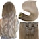 Fshine Clip in Hair Extensions Real Human Hair Ash Browm to Ash Blonde and Platinum Blonde Seamless Remy Hair Extensions Clip in Human Hair Double Weft Straight Natural Hair 7pcs 100g 20inch