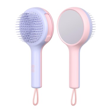 AM8:00 Mini Retractable Hairbrush, Self-Cleaning Brush,Bristles for Easy Cleaning, Gliding Through Tangle and Gentle Massaging,Suitable for Short,Long,Straight,Waves