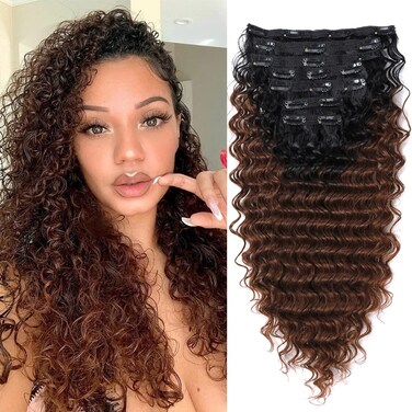 Clip in Hair Extensions Synthetic hair Clip in 140G 7Pcs/Lot Japanese Heat Resistant Fiber Hairpieces Deep Wave/Body Wave/Straight hair