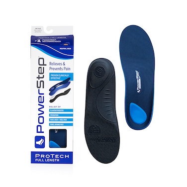 PowerStep ProTech Full Length Orthotic Insoles - Medical Grade Arch Support Inserts for Relieving Plantar Fasciitis + Heel Pain - Maximum Cushioning + ShockAbsorb Orthotics (M3-3.5 W 5-5.5)