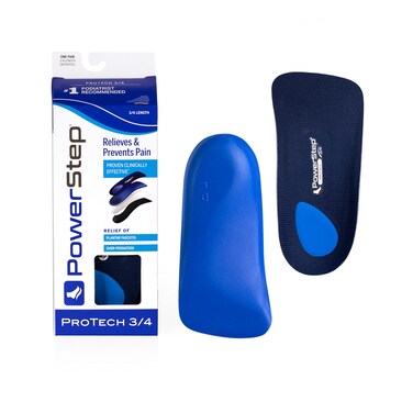 PowerStep ProTech 3/4 Orthotic Insoles - Arch Support &amp; Plantar Fasciitis Inserts for Narrow Shoes - Medical Grade Orthotics for Arch + Heel Pain Relief for Men &amp; Women (M 11-11.5 W 13-13.5)