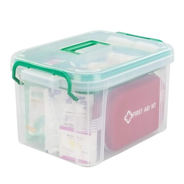 1 Pack Clear Plastic Family First Aid Box, Emergency Medical Storage Box Kit