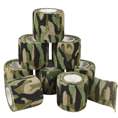 Self Adherent Bandages Camouflage Cohesive Tape Camo Elastic Sports Tape for Sports Hunting Gear and Finger Wrist Ankle 8PCS 2 in X 14.7 ft (Wetland Camouflage)