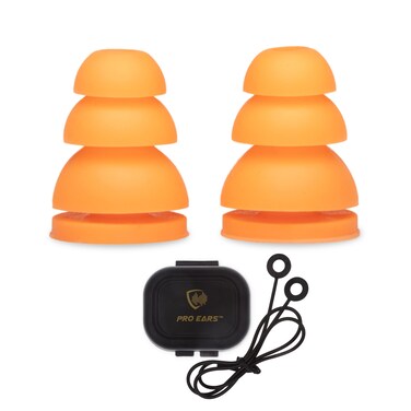 Pro Ears Audiomorphic Earplugs, Shooting Ear Protection, Noise Canceling Earbuds, Hearing Protection, Concert Ear Plugs, Carrying Case Included, Orange (Large)