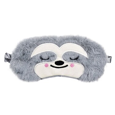 Cute Sloth Sleeping Mask, Soft Fluffy Plush Blindfold Funny Novelty Animal Sleep Mask Eye Cover Eyeshade for Kids Girls Boys Women Men Night Nap Travel Meditation (Gray, Sloth)