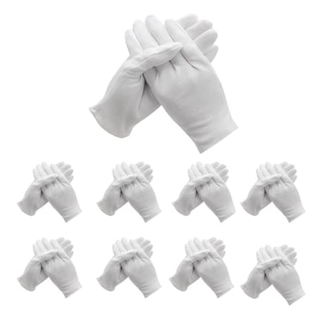48 Pcs (24Pairs) White Cotton Gloves for Dry Hand Moisturizing Cosmetic Eczema Hand Spa and Coin Jewelry Inspection Soft, Breathable, Washable &amp; Stretchy Cloth Checking Gloves,Serving Gloves