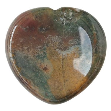 Natural Ocean Jasper Heart Chakra Thumb Worry Stone,Hand Carved Healing Crystal Shaped Stone for Anxiety Stress Relief Meditation