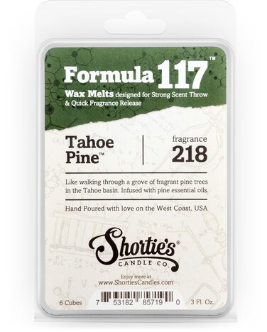 Shortie's Candle Company Tahoe Pine Wax Melts - Formula 117-1 Highly Scented 3 Oz. Bar - Made with Essential &amp; Natural Oils - Fresh &amp; Clean Air Freshener Cubes Collection