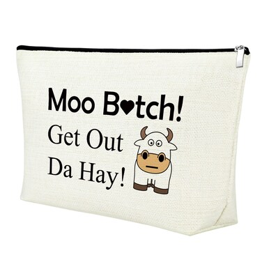 Mxrymvu Cow Lover Gift Makeup Bag Cow Themed Gifts Cosmetic Bag Funny Cute Christmas Birthday Present for Animal Lover Farm Best Friend Sister Travel Makeup Pouch